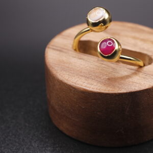 Anillo baño de oro 2 piedras  (ajustable)