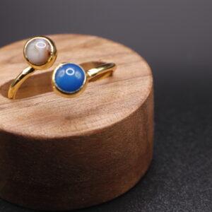 Anillo baño de oro 2 piedras  (ajustable)