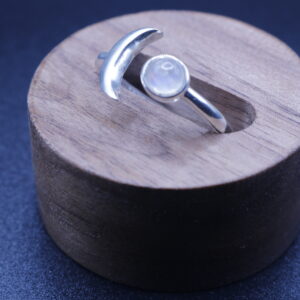 Anillo plata 925 media luna blanco (ajustable)