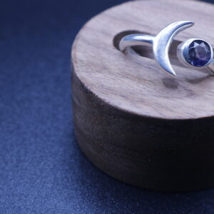 Anillo plata 925 media luna amatista (ajustable)