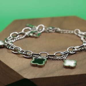Pulsera Trébol Blanco Y negro